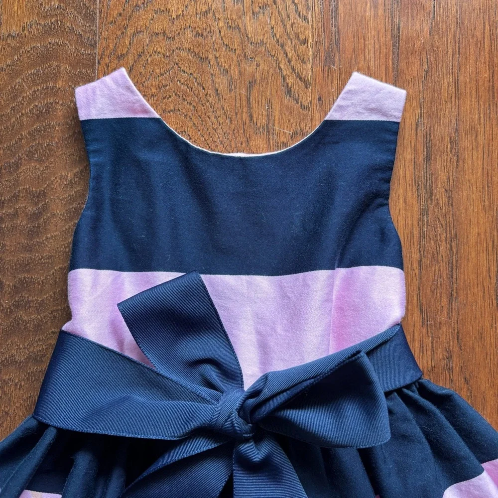 Ralph Lauren Baby Girl Navy Pink Stripe Dress | Size 18M